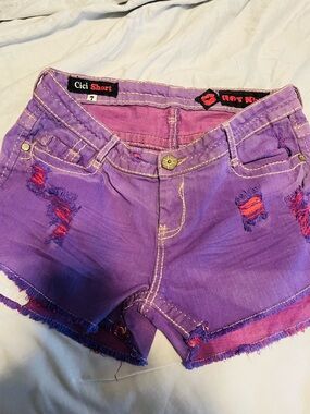 Hot Topic- Vintage Hot Kiss Cici
Purple Distressed Denim Shorts